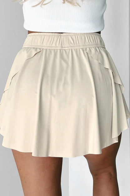 Romy Drawstring Active Skort - Light Blue, back view on model - Be Juliet