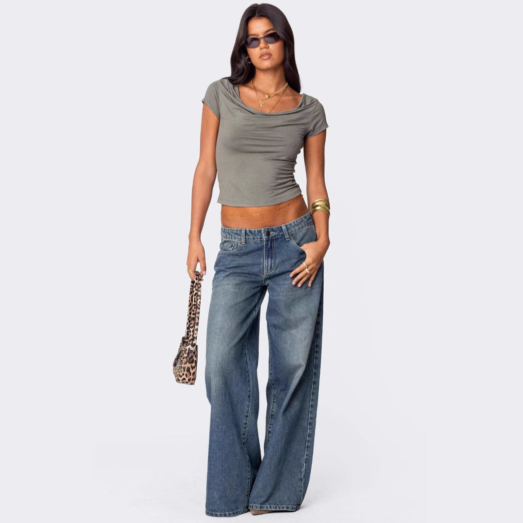 Wild Streak Wide-Leg Printed Denim Jeans - Be Juliet