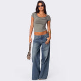 Wild Streak Wide-Leg Printed Denim Jeans