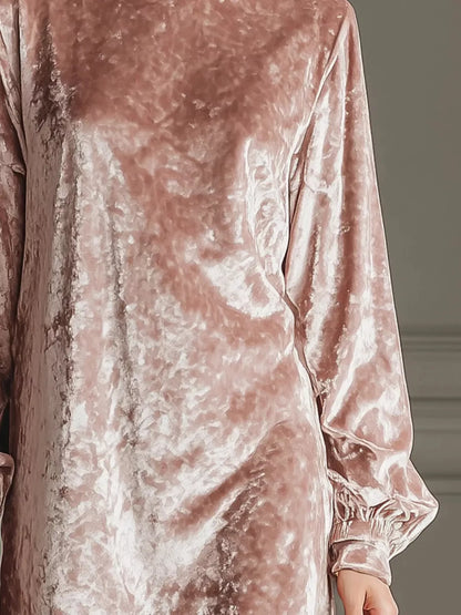 Vivienne Velvet Long Sleeve Mini Dress — Plus Size - Be Juliet