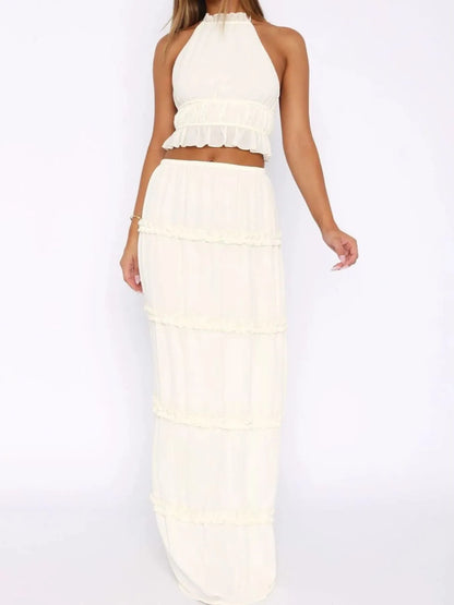 Isaline Two-Piece Set – Halter Crop Top & Maxi Skirt - Be Juliet