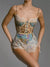 Leopard Print Lace Trim Romper - Multicolor, front view with hands on hips - Be Juliet