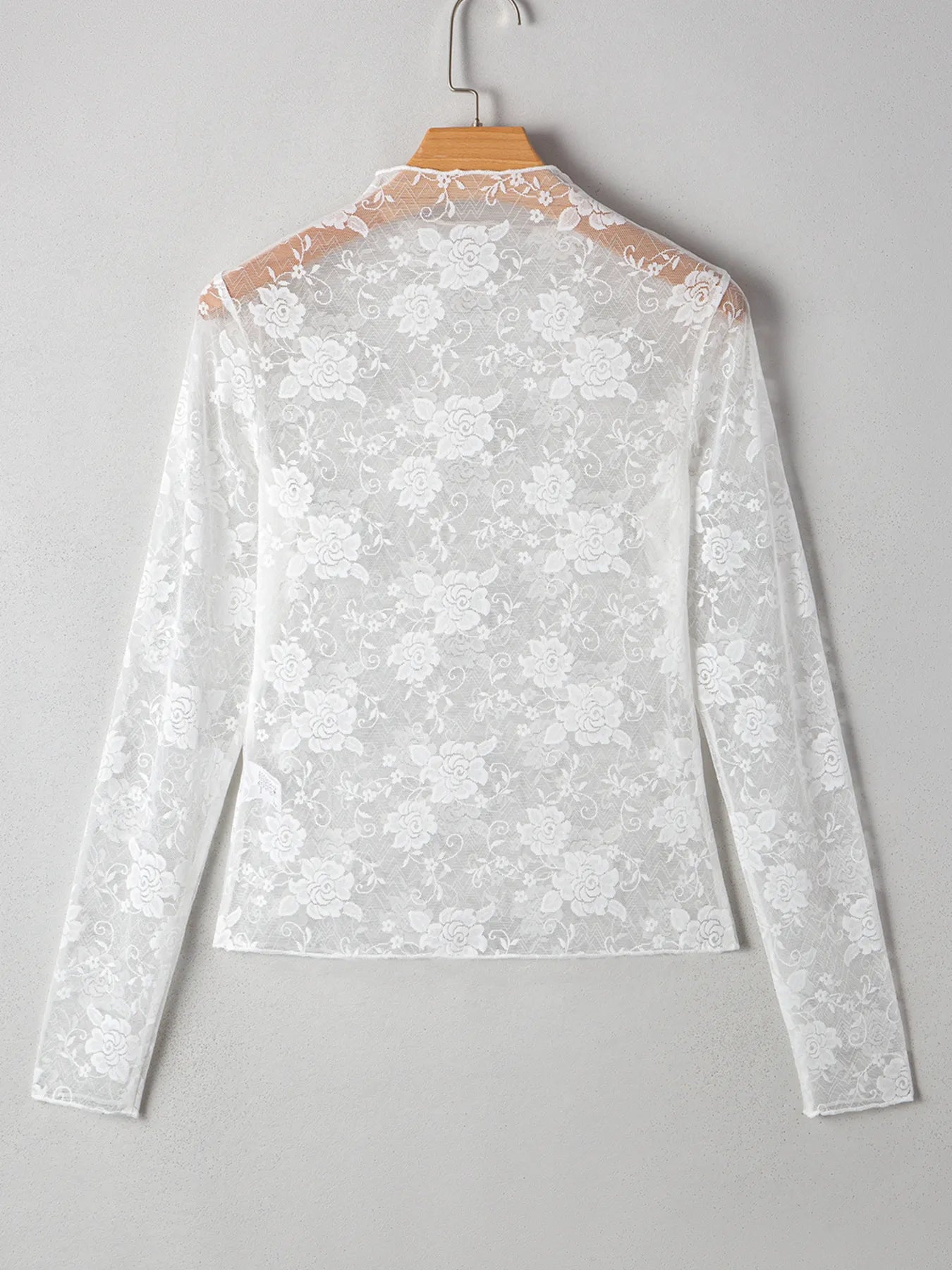 Celeste Sheer Floral Lace Mock Neck Top - Be Juliet