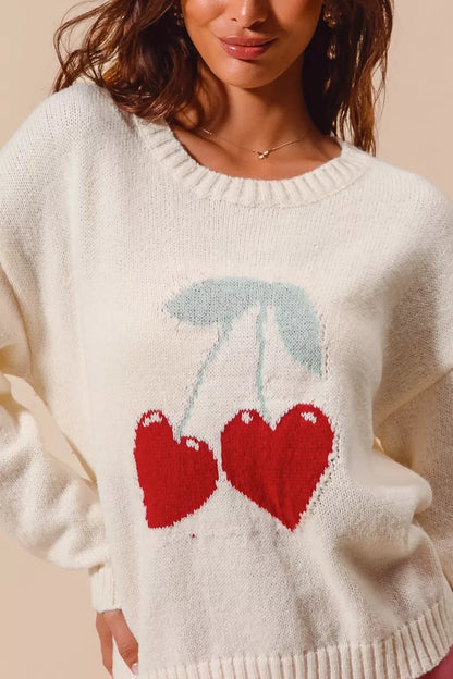 Colette Heart Cherry Knit Sweater – Valentine's Edition - Be Juliet