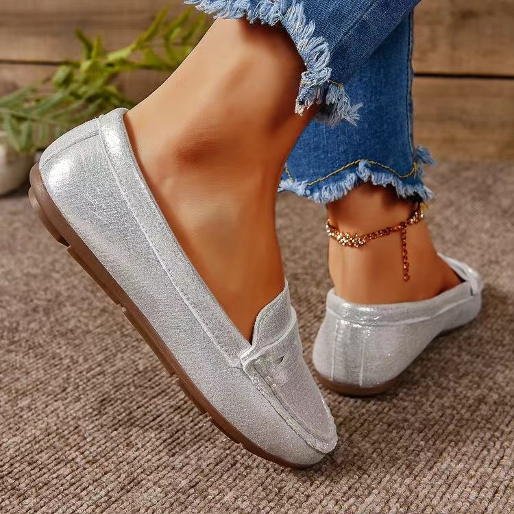 PU Leather Round Toe Flat Slip-Ons - Be Juliet
