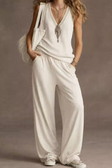 V-Neck Tank and Wide Leg Pants Set - Be Juliet