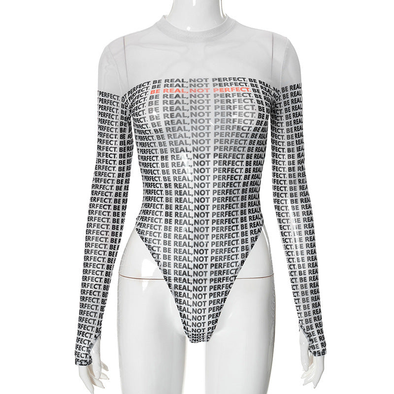 Aurora Mesh “Be Real” Sheer Long Sleeve Bodysuit