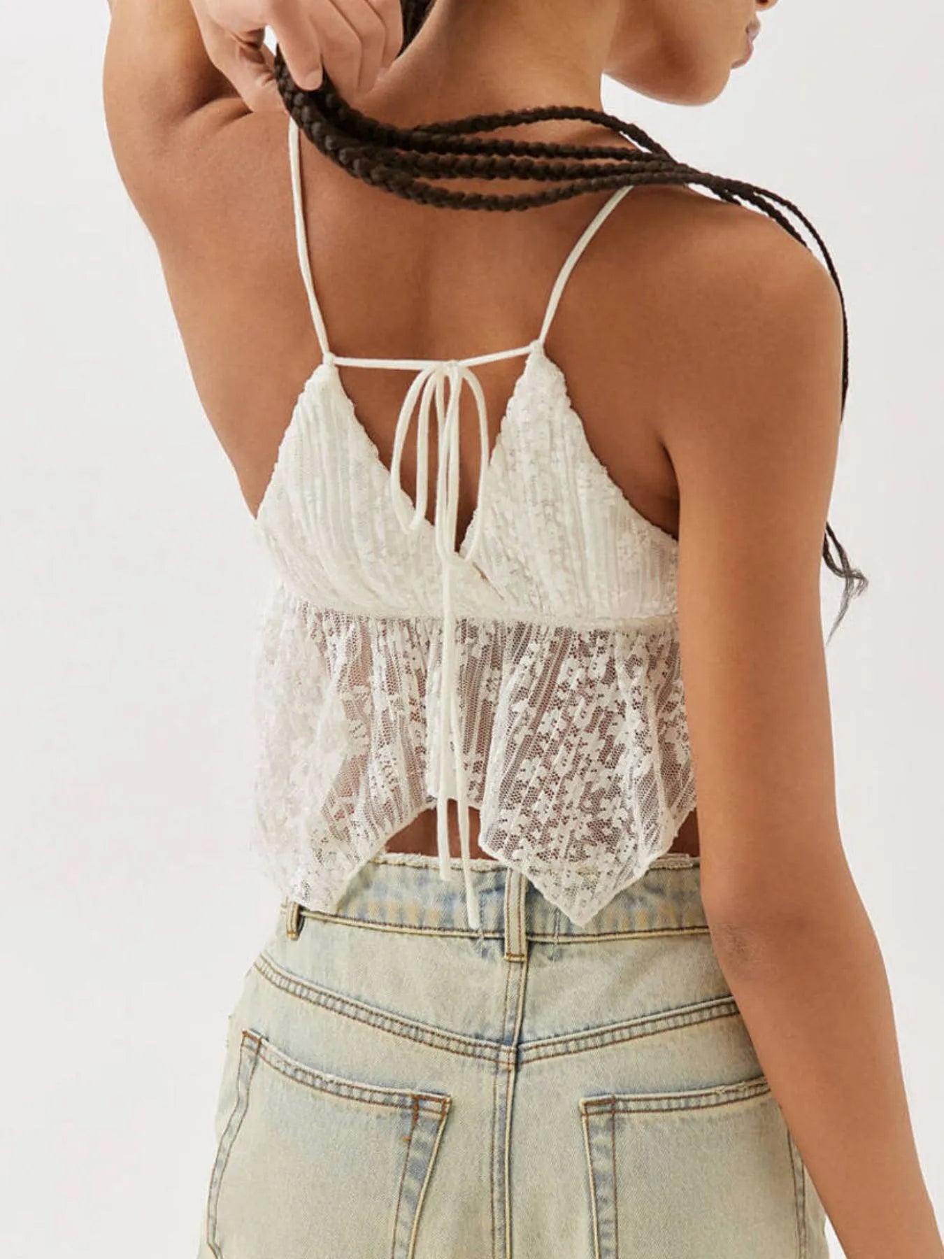Amber Lace Cropped Cami with Flowy Hem - Be Juliet