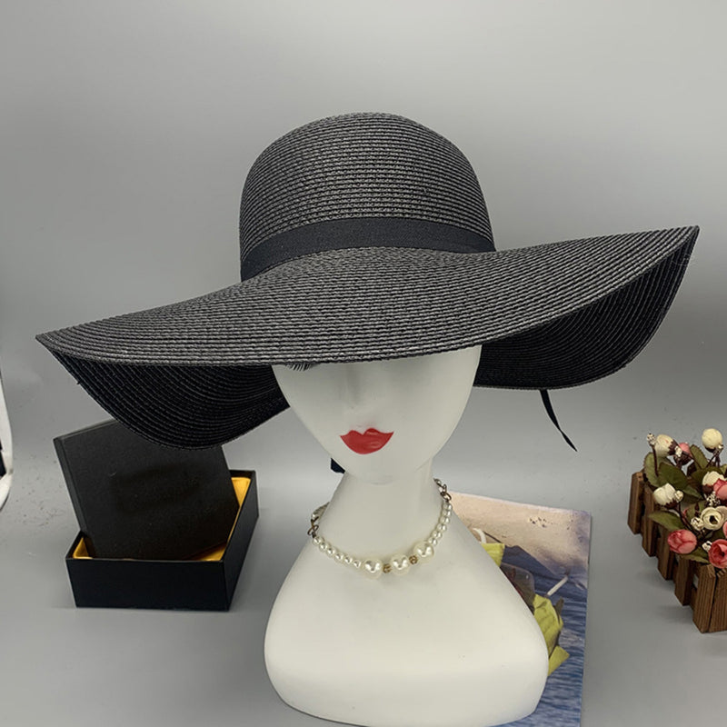 Julia Bow Paper Braided Wide Brim Hat