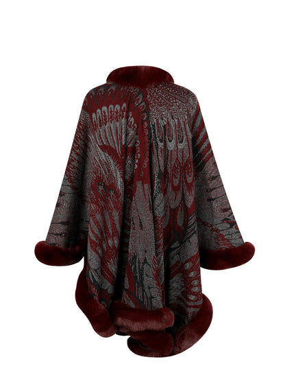 Sierra Printed Open Front Poncho - Ivory, side view on model - Be Juliet