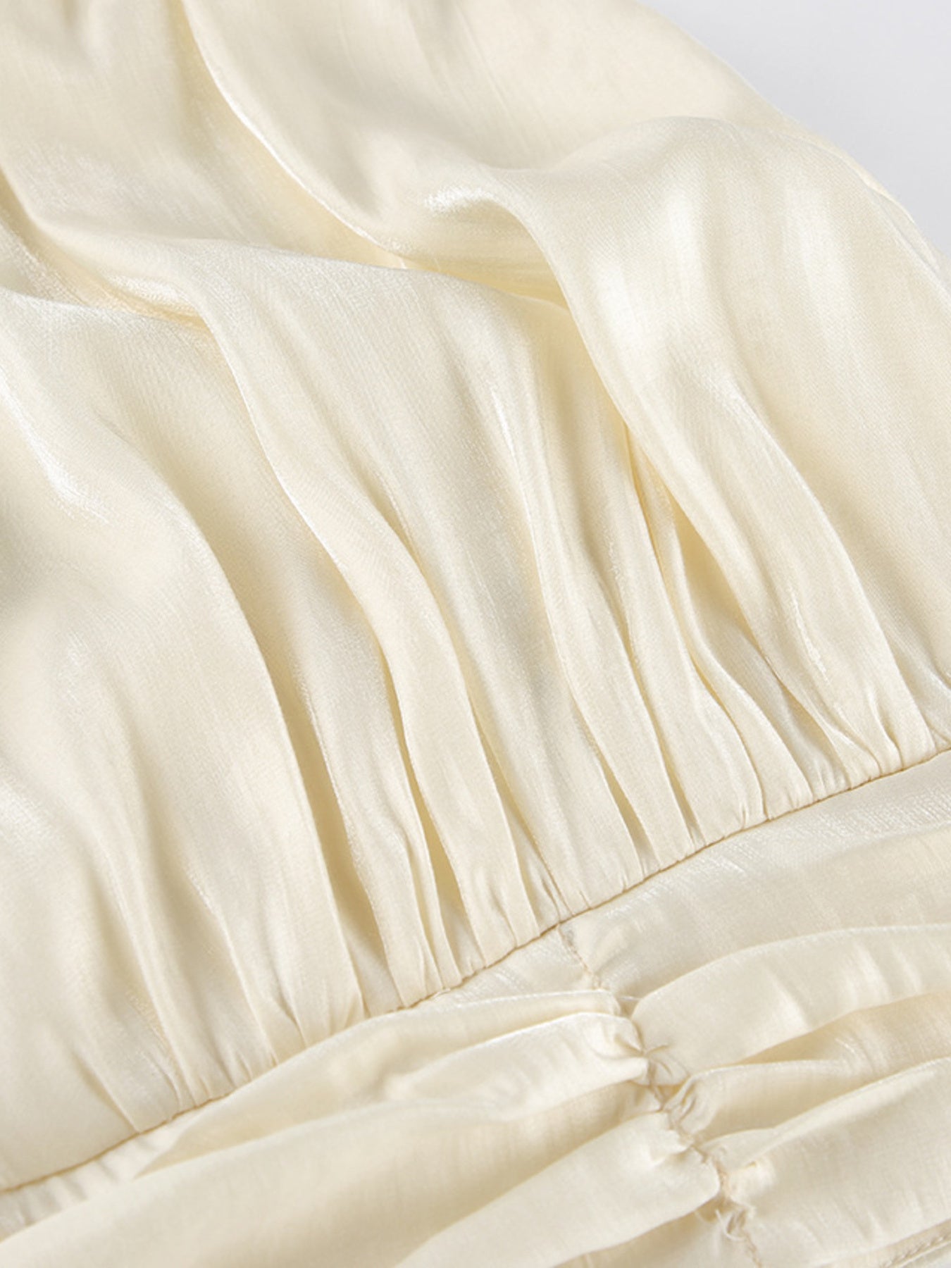 Elise Halter Ruched Cami - Cream, full-length view on model - Be Juliet