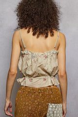 Isabelle Floral Embroidered Lace Cami (Taupe) - Be Juliet