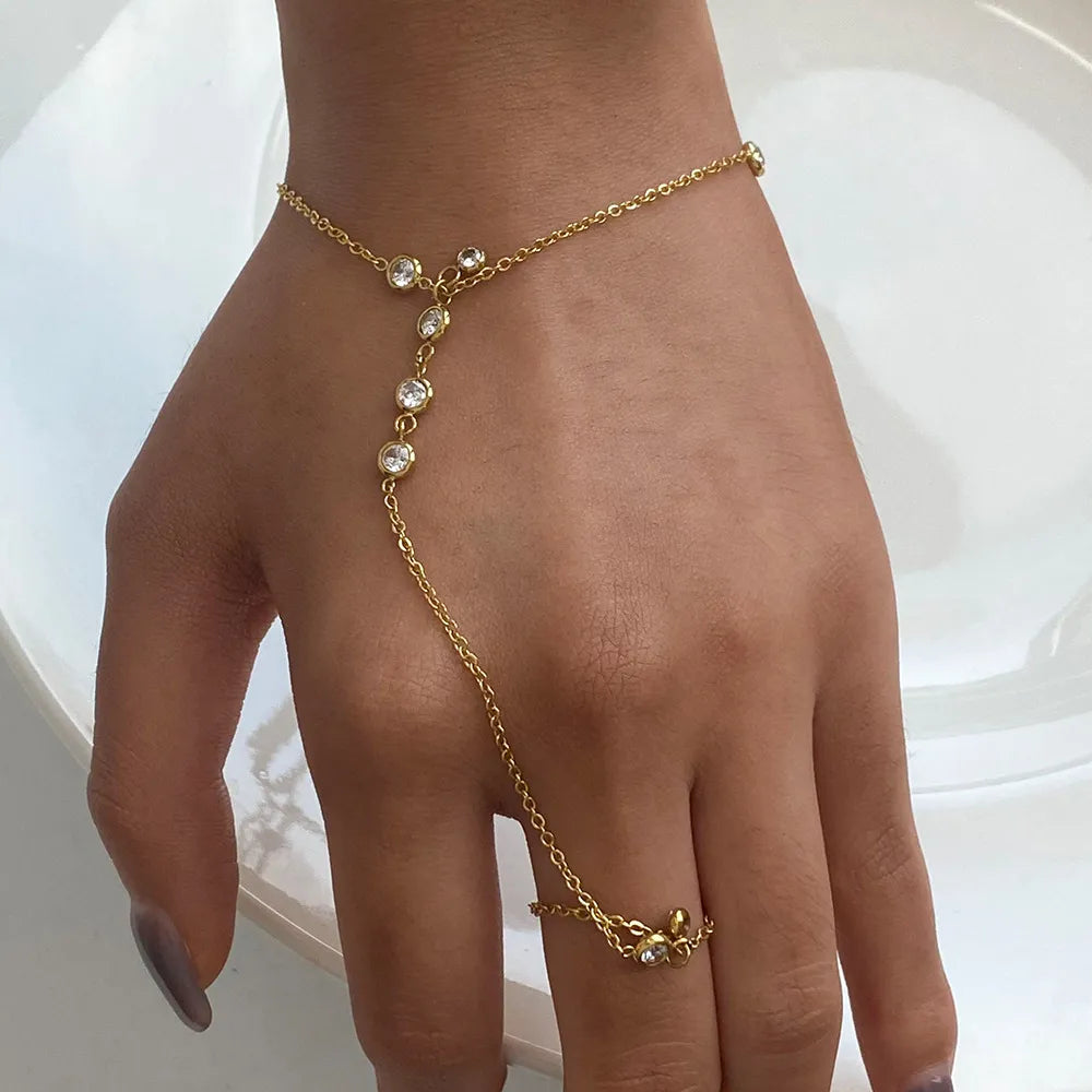 Élodie 18K Gold-Plated Rhinestone Chain Bracelet - Be Juliet
