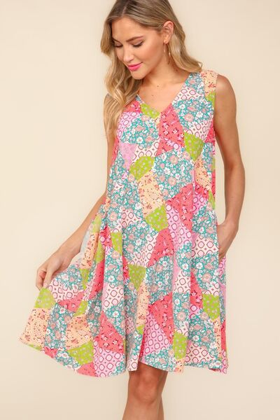 Haptics Full Size Babydoll Floral Patchwork Dress with Side Pockets - Be Juliet