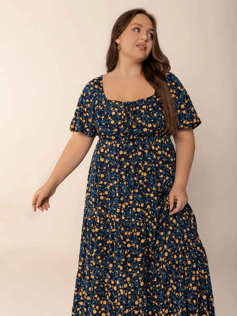 Luciana Printed Tiered Maxi Dress – Plus Size - Be Juliet