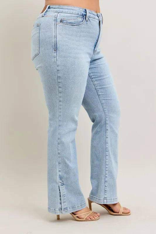 Judy Blue Tummy Control Vintage Wash Slim Boot Jeans – Plus Size - Be Juliet