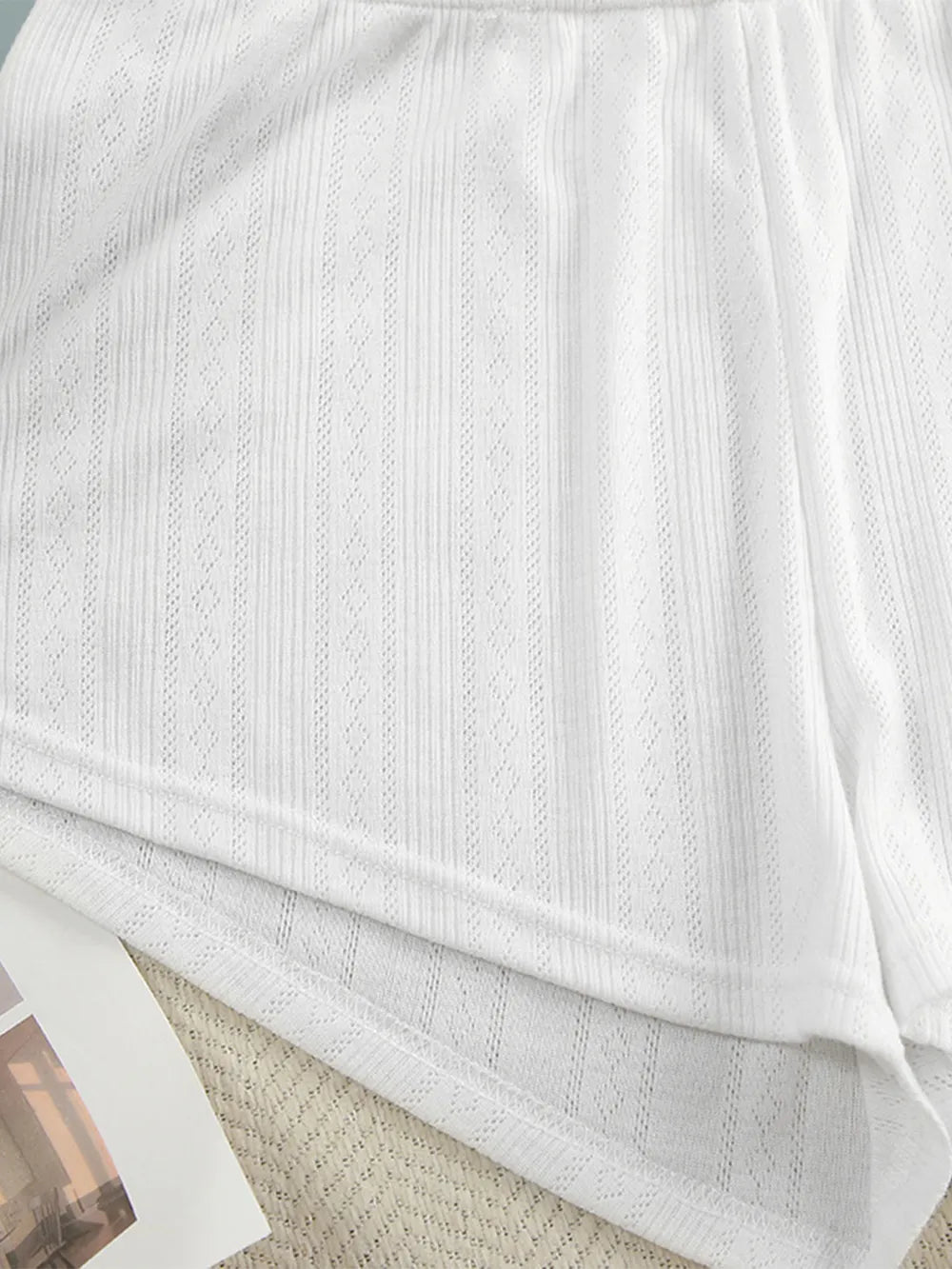 The Capucine — Square Neck Cami and Shorts Set - White, top & shorts flat lay - Be Juliet