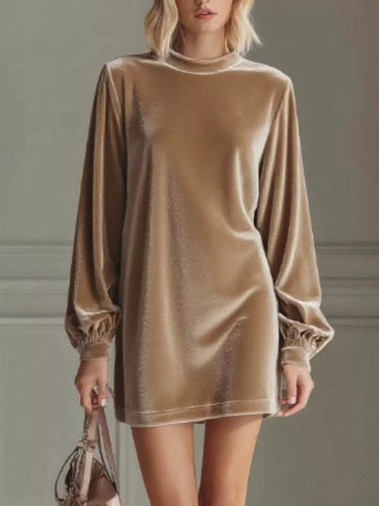 Vivienne Velvet Long Sleeve Mini Dress — Plus Size - Be Juliet