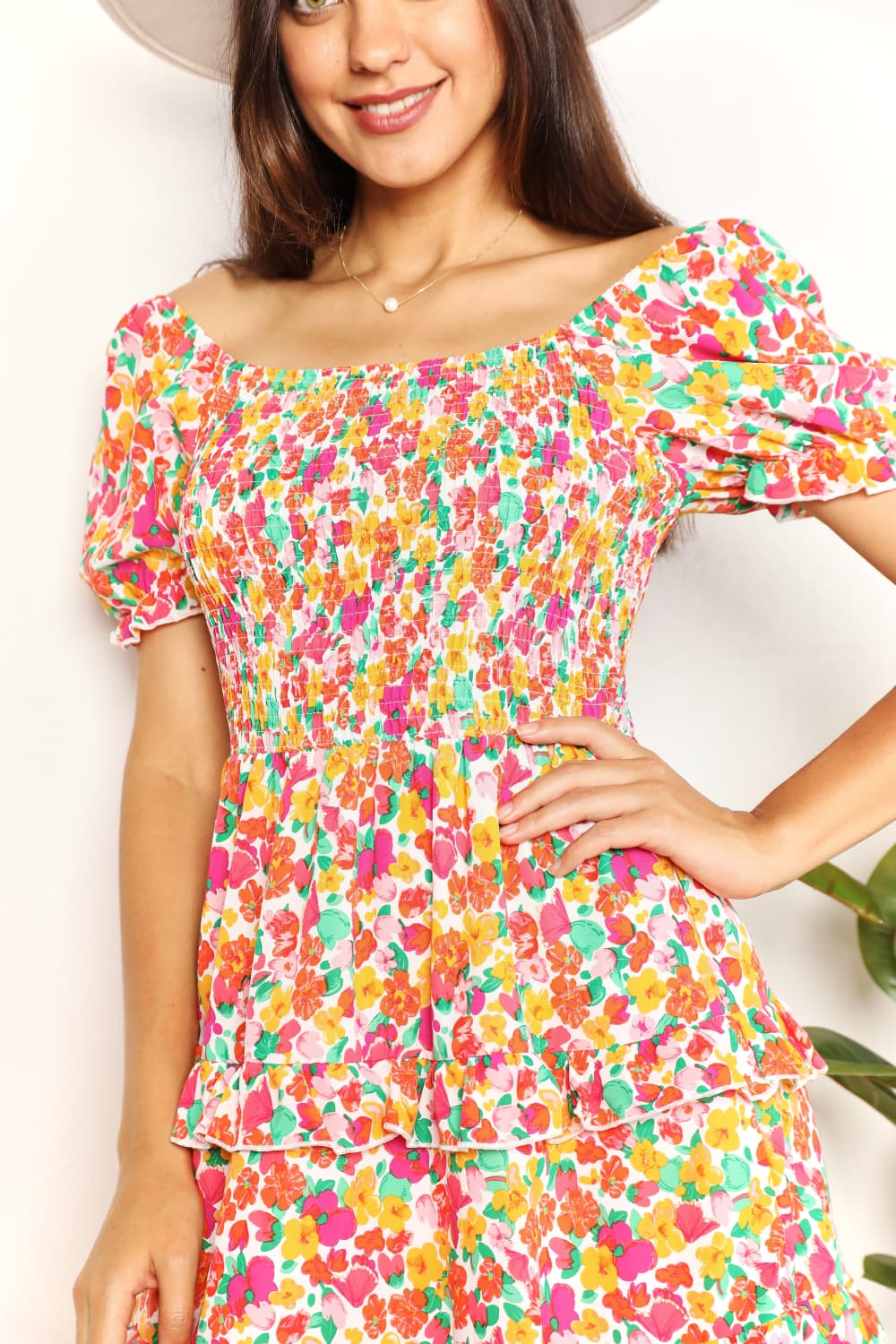 Devine Smocked Sweetheart Mini Dress - Be Juliet