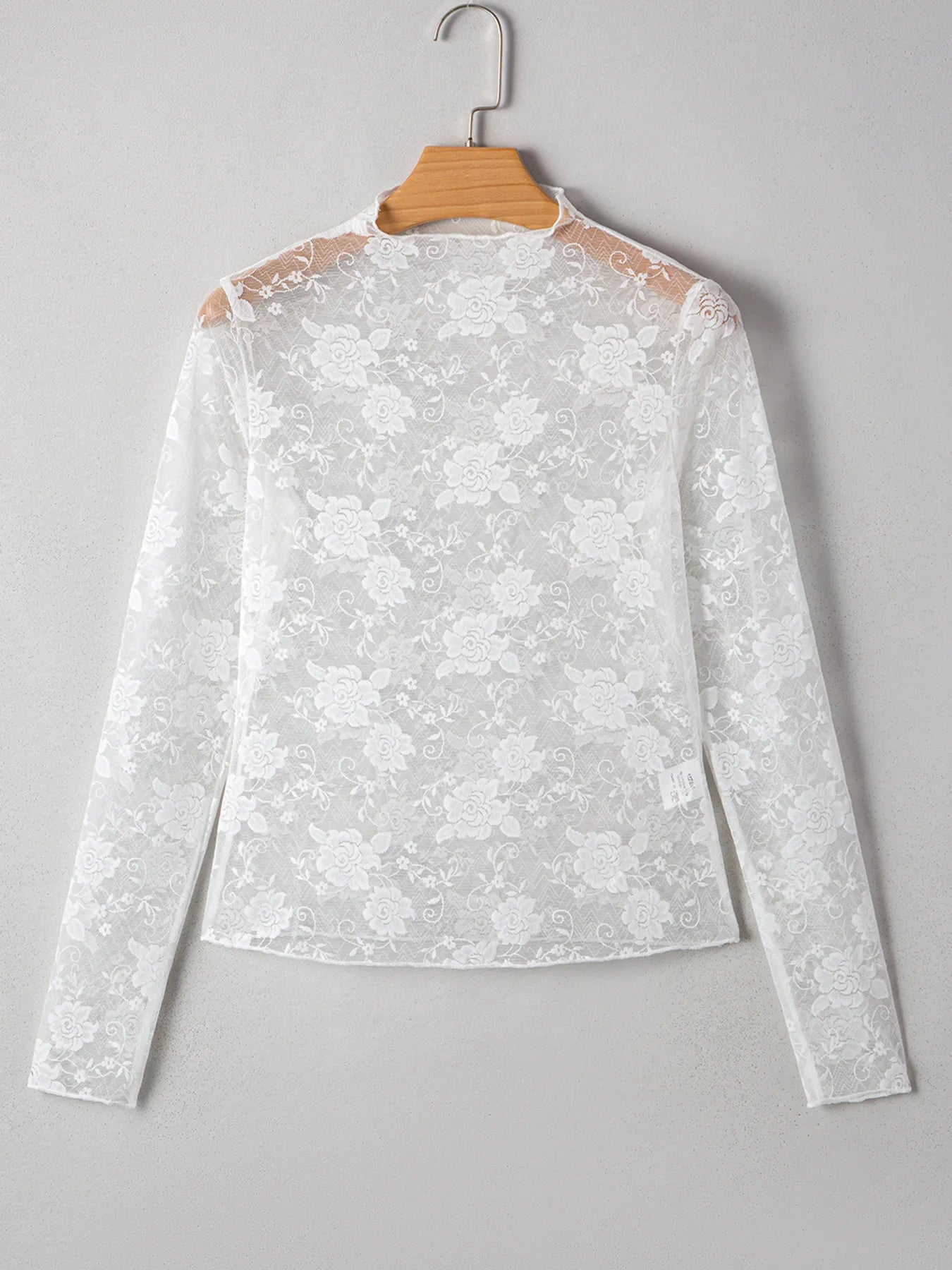Celeste Sheer Floral Lace Mock Neck Top - Be Juliet