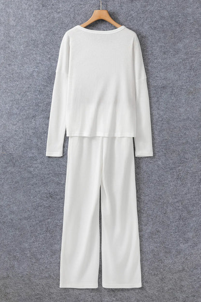 Long Sleeve Top and Drawstring Pants Lounge Set - Be Juliet