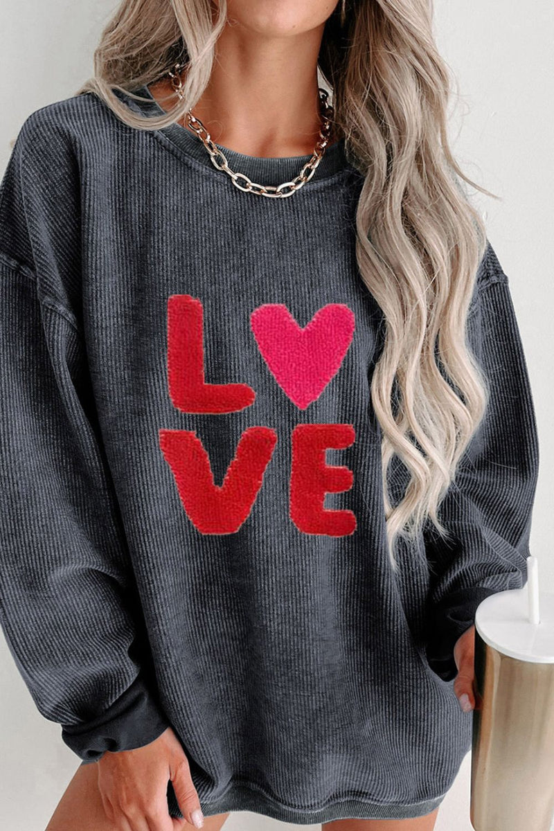 Valentine’s Day LOVE Round Neck Long Sleeve Sweatshirt