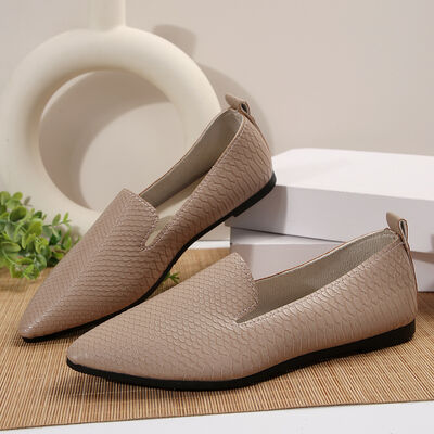 Snake Print Pointed Toe Slip-Ons - Be Juliet