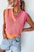 The Chevron Knit Sweater Vest - Strawberry Pink, front close-up laughing pose - Be Juliet