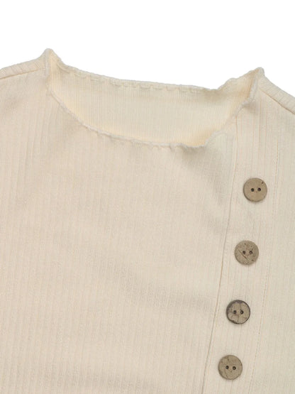 Perfee Button Detail Long Sleeve Bodysuit - Be Juliet