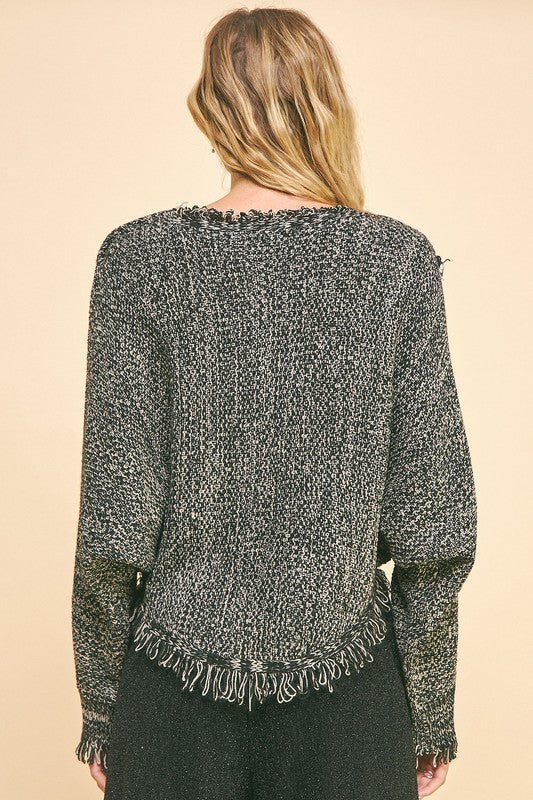 Davi & Dani Fringe Hem Crop Sweater - Be Juliet