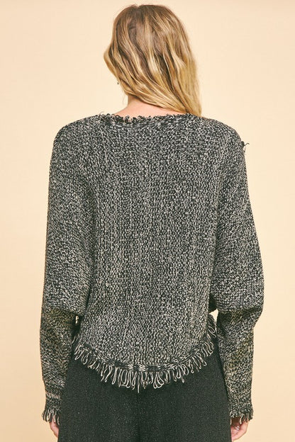 Davi & Dani Fringe Hem Crop Sweater - Be Juliet
