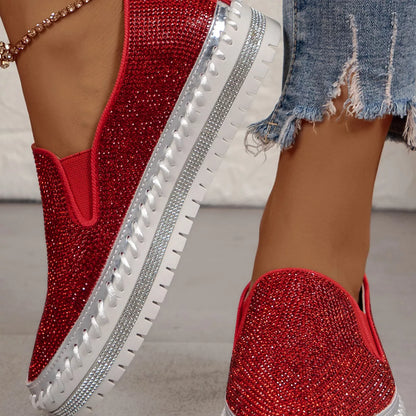 Rhinestone Round Toe Platform Loafers - Be Juliet