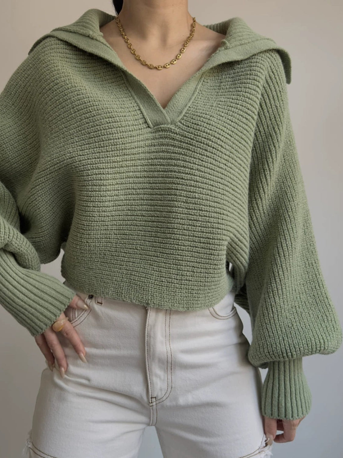 Johnny Collar Long Sleeve Sweater - Be Juliet