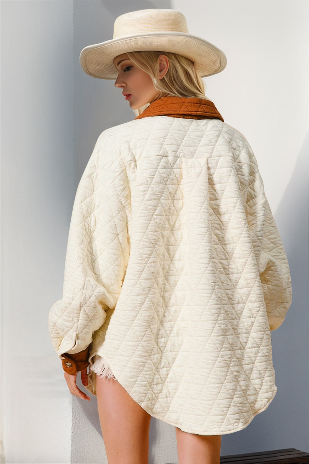 Alexandra Contrast Quilted Shacket - Be Juliet