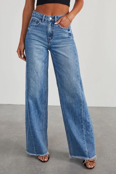 Be Juliet Raw Hem Wide Leg Jeans - Be Juliet