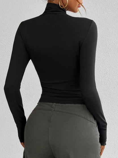 Devine Mock Neck Long Sleeve T-Shirt - Be Juliet