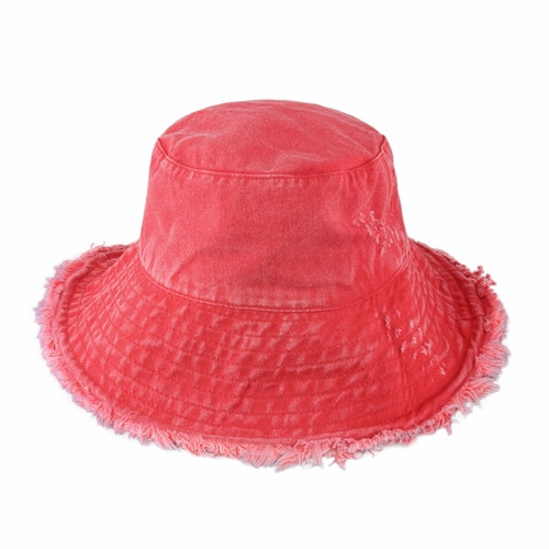 Clara Wide Brim Frayed Bucket Hat – Natural - Be Juliet