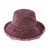 Clara Wide Brim Frayed Bucket Hat – Natural
