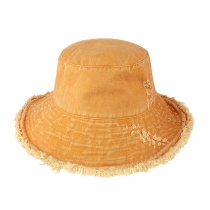 Clara Wide Brim Frayed Bucket Hat – Natural