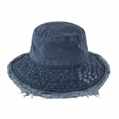 Clara Wide Brim Frayed Bucket Hat – Natural