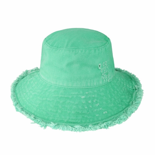 Clara Wide Brim Frayed Bucket Hat – Natural - Be Juliet