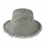Clara Wide Brim Frayed Bucket Hat – Natural