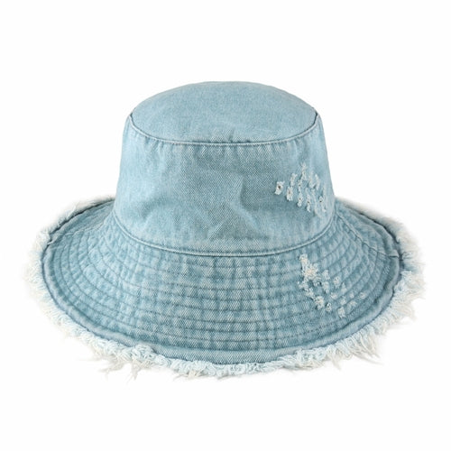Clara Wide Brim Frayed Bucket Hat – Natural - Be Juliet