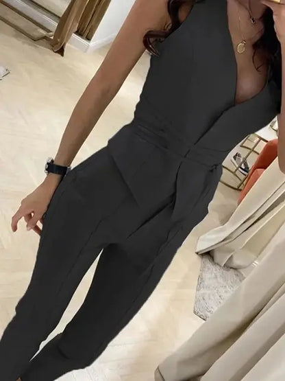 Malu Two-Piece Pant and Top Set - Black, front view on model - Be Juliet