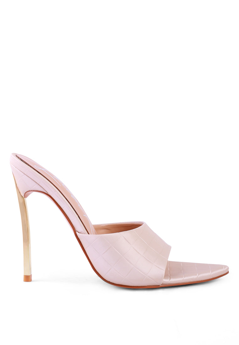 Bottoms Up Strappy Slip-On Stiletto Heels - Blush, back view on model - Be Juliet