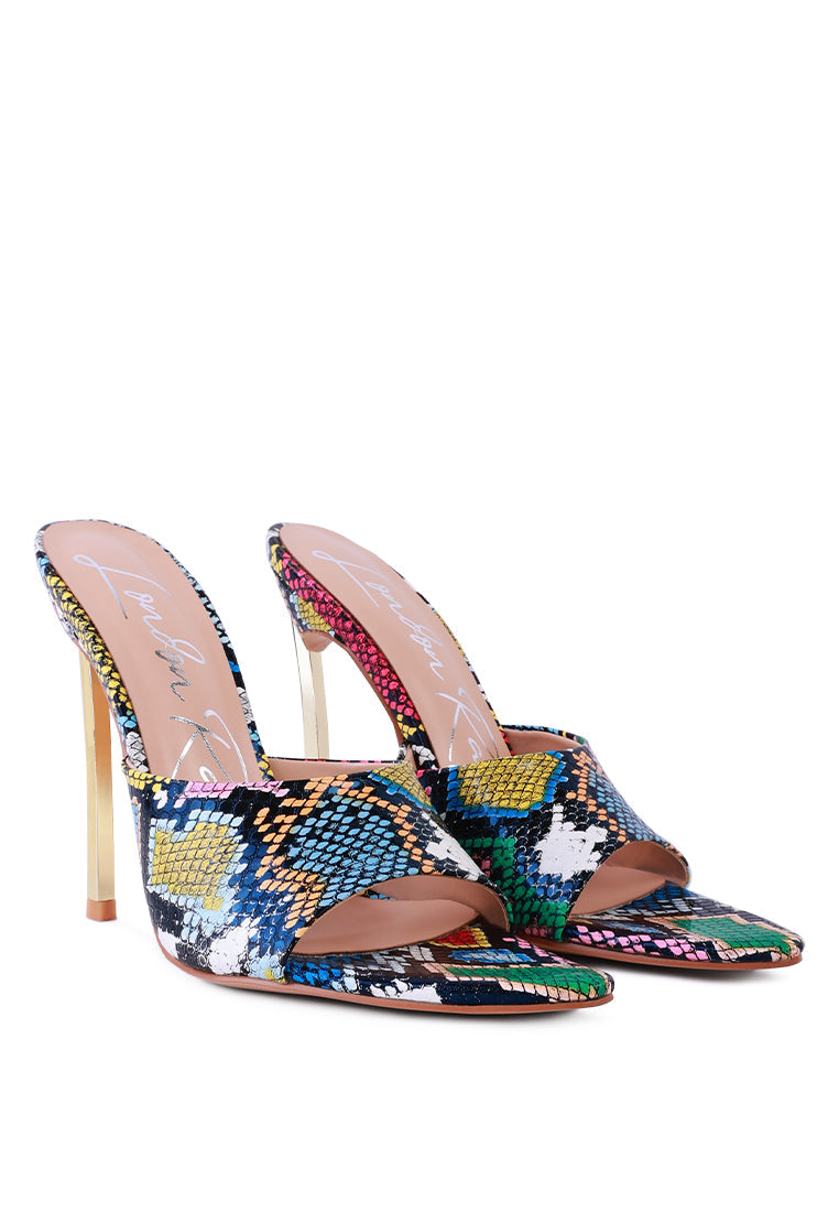 Bottoms Up Strappy Slip-On Stiletto Heels