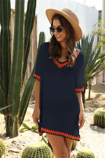 Vanessa Beach Cover-Up Dress - side detail view on model - Be Juliet