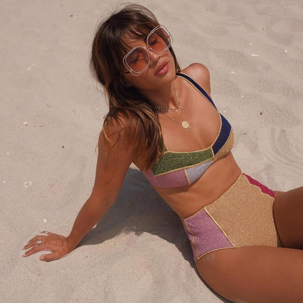 Harriet High Waist Patchwork Bikini - Be Juliet