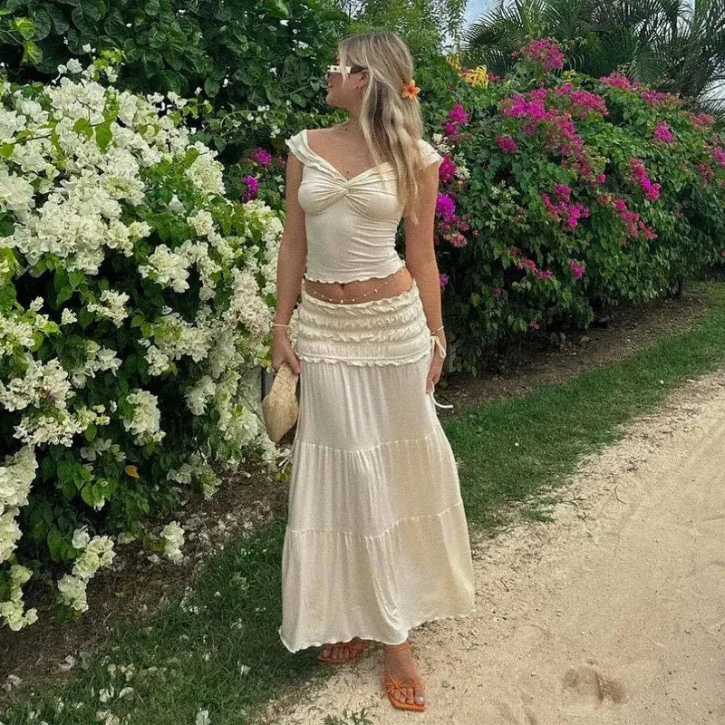 Faith Ruffle Crop Top and Skirt Set – Summer Matching Set for