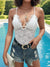 Crisscross Lace Spaghetti Strap Bodysuit - White, flat lay front view - Be Juliet